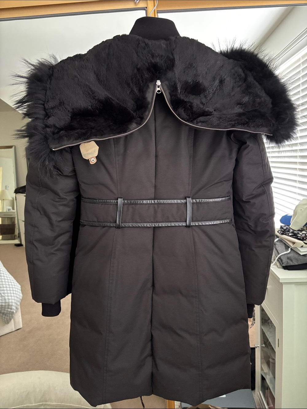 Mackage Black Puffer Jacket with Fur Trim and Hood - Picture 11 of 13